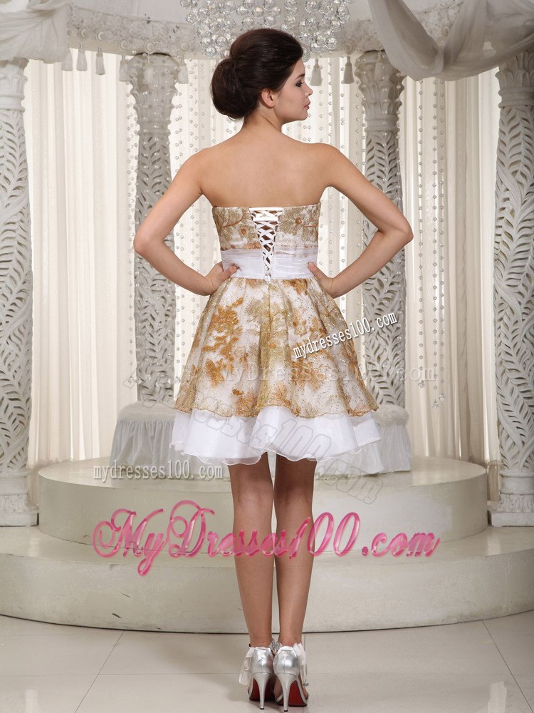 Sweetheart Champagne Cocktail Dress With Appliques Decorate 2013