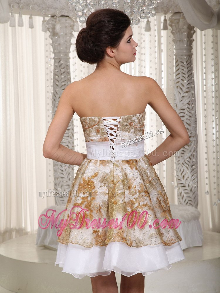 Sweetheart Champagne Cocktail Dress With Appliques Decorate 2013