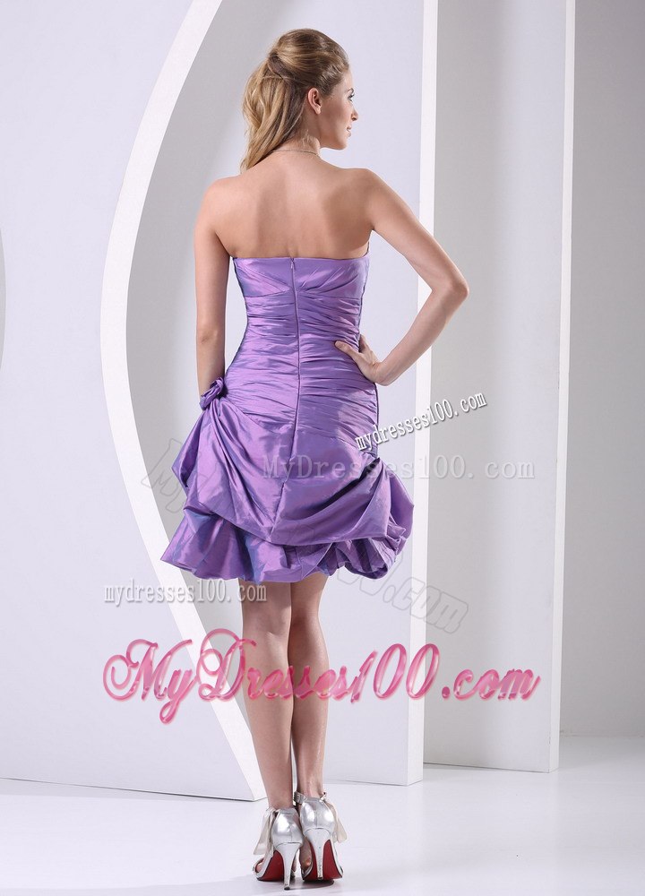 Lavender Ruched and Bowknot Club Cocktail Dress For Custom Made