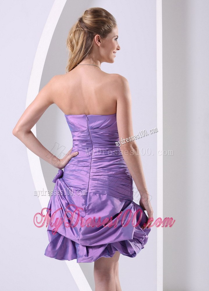 Lavender Ruched and Bowknot Club Cocktail Dress For Custom Made