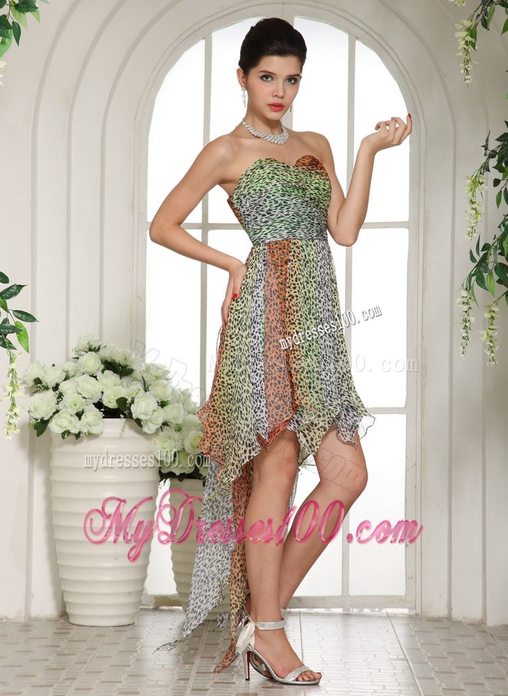 Leopard Empire Sweetheart High-low Cocktail Dress For Custom Made