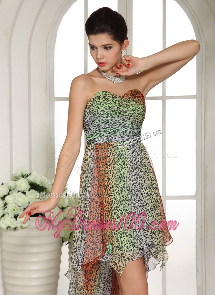 Leopard Empire Sweetheart High-low Cocktail Dress For Custom Made