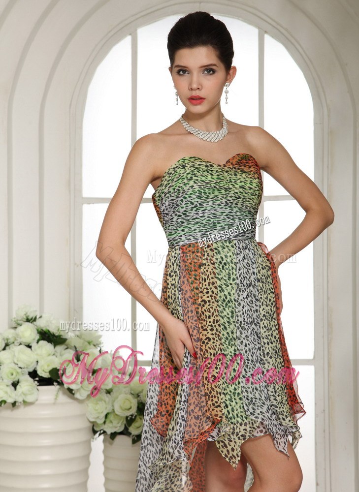 Leopard Empire Sweetheart High-low Cocktail Dress For Custom Made