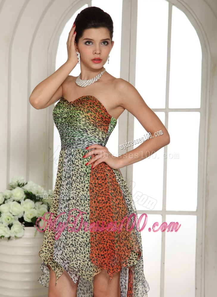 Leopard Empire Sweetheart High-low Cocktail Dress For Custom Made