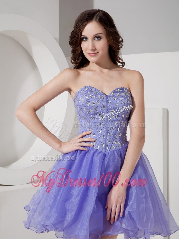 Latest Lilac Short Sweetheart Cocktail Dress with Beading Mini-length