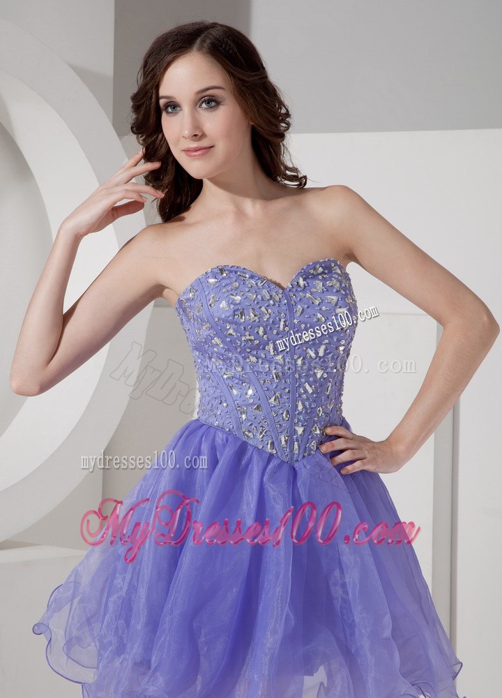 Latest Lilac Short Sweetheart Cocktail Dress with Beading Mini-length