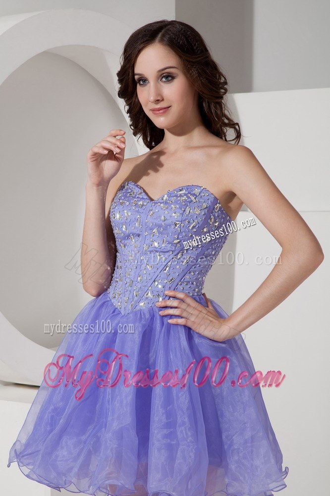 Latest Lilac Short Sweetheart Cocktail Dress with Beading Mini-length
