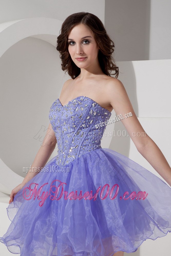Latest Lilac Short Sweetheart Cocktail Dress with Beading Mini-length