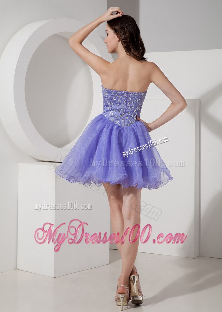 Latest Lilac Short Sweetheart Cocktail Dress with Beading Mini-length