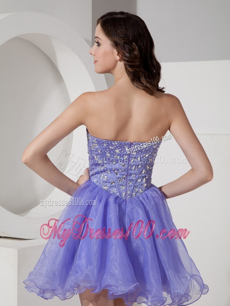 Latest Lilac Short Sweetheart Cocktail Dress with Beading Mini-length