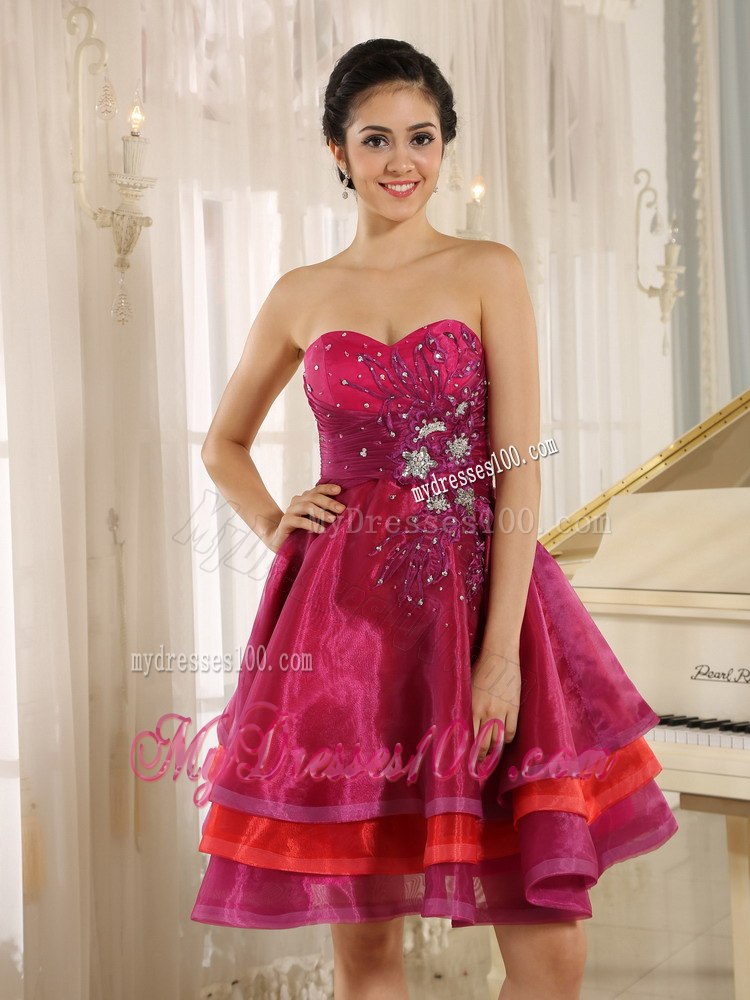 Multi-color Sweetheart Short Cocktail Dress For Sweet 16 Prom Beaded