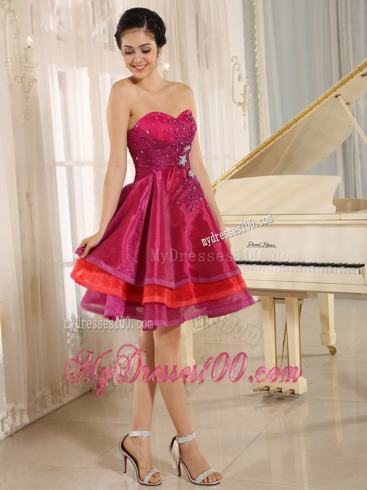 Multi-color Sweetheart Short Cocktail Dress For Sweet 16 Prom Beaded