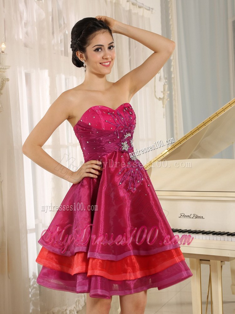 Multi-color Sweetheart Short Cocktail Dress For Sweet 16 Prom Beaded