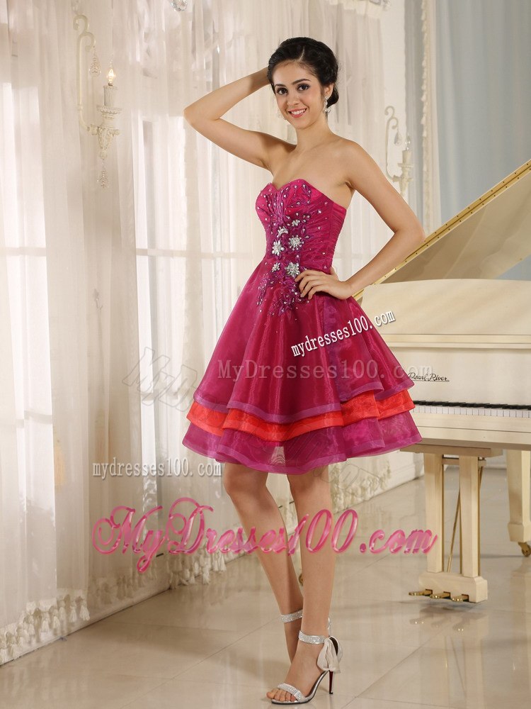 Multi-color Sweetheart Short Cocktail Dress For Sweet 16 Prom Beaded