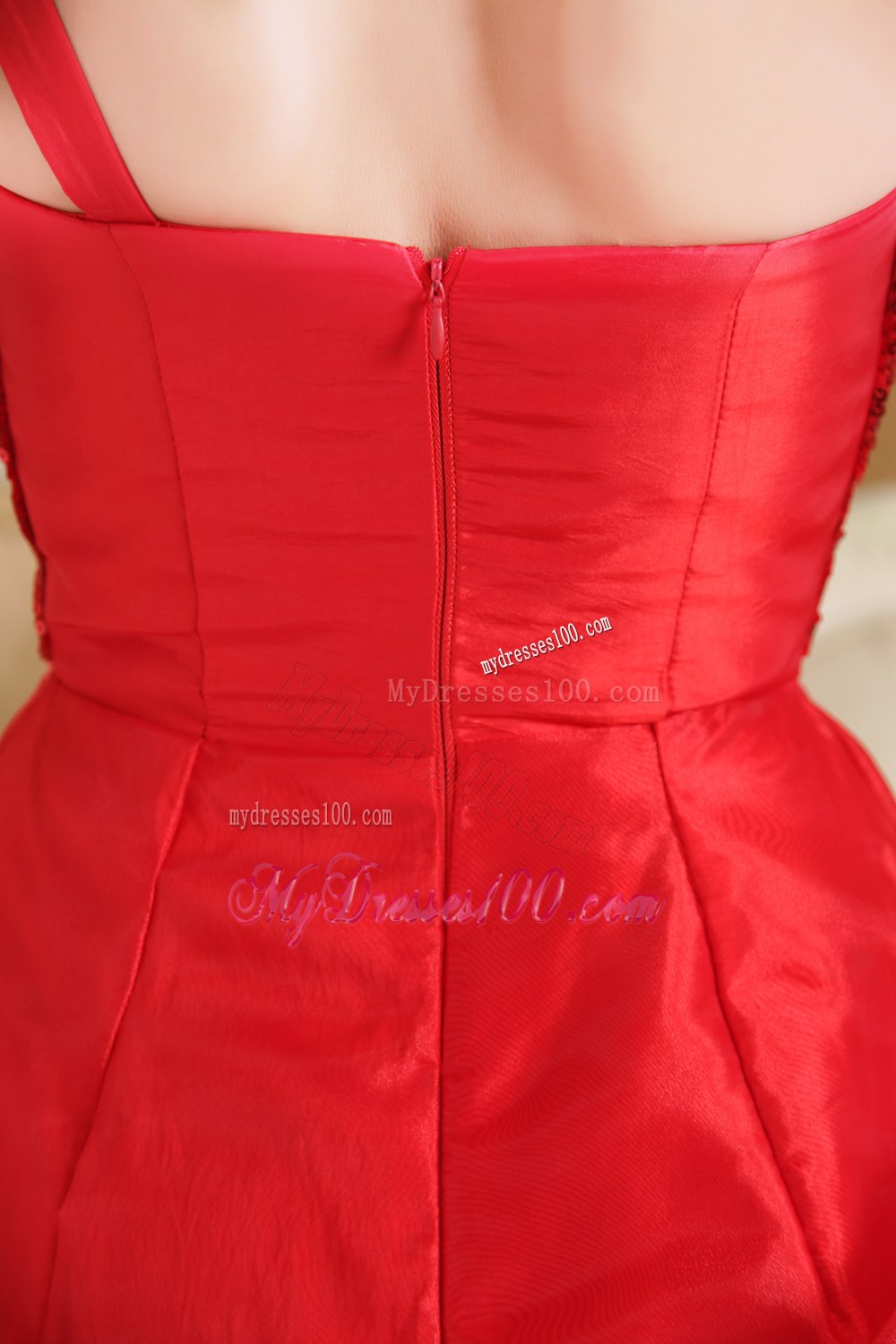 Red One Shoulder Cocktail Dress with Sequin for Summer 2013