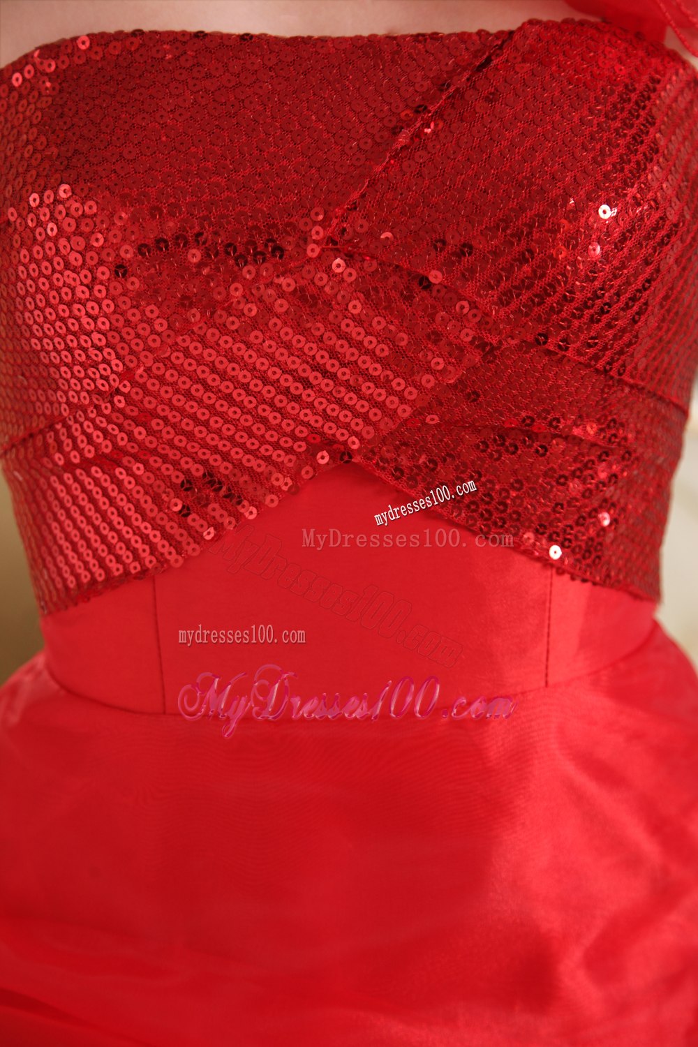 Red One Shoulder Cocktail Dress with Sequin for Summer 2013