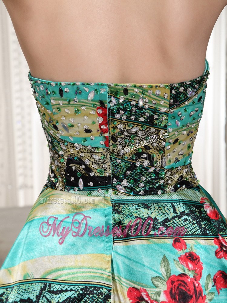 2013 Printing Sweetheart Cocktail Dress With Mini-length Beading