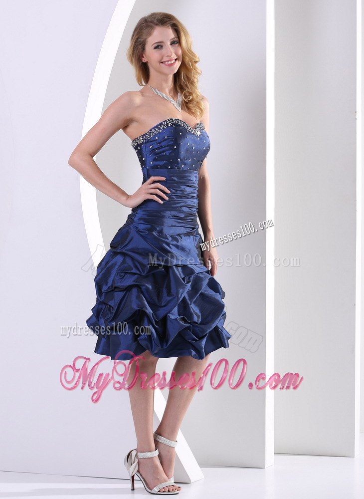 New Navy Blue Sweetheart Beaded and Pick-ups 2013 Cocktail Dress
