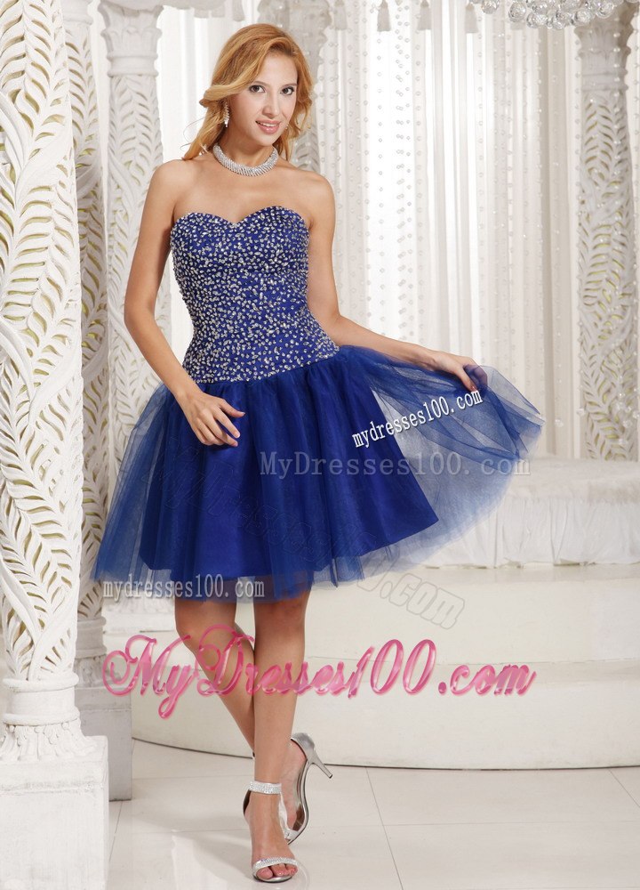 Peacock Blue Beaded 2013 Short Cocktail Dress Sweetheart for 2014