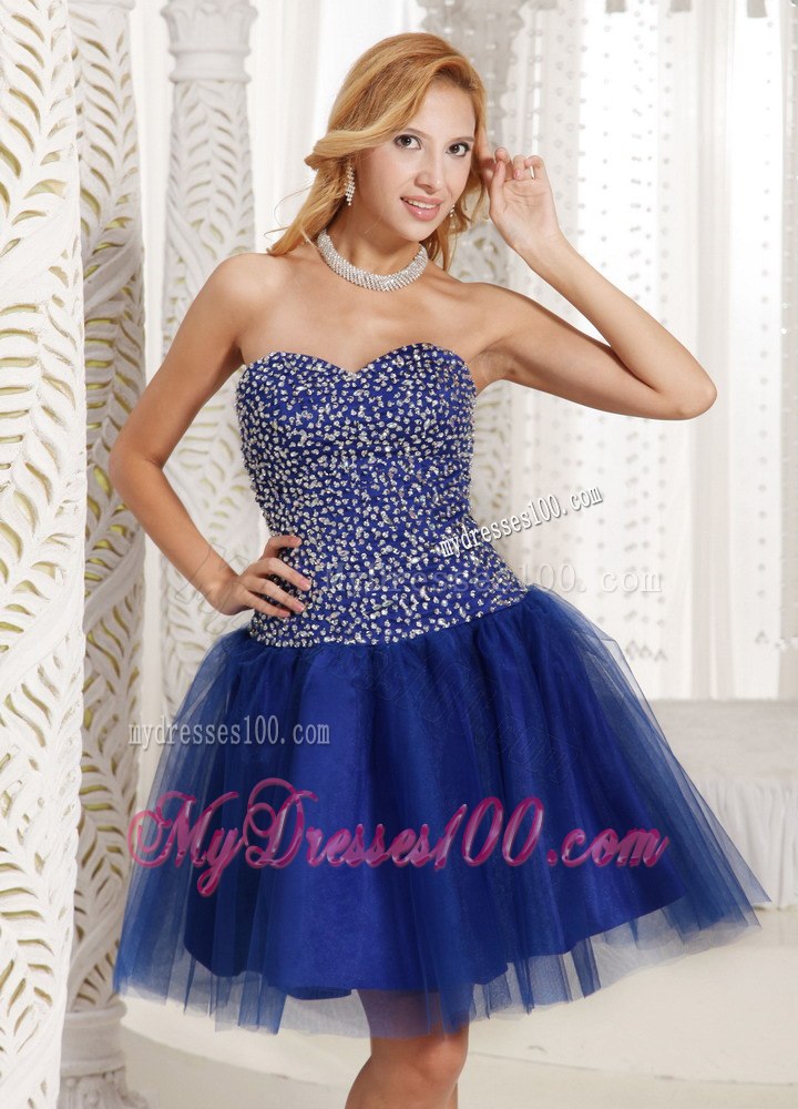 Peacock Blue Beaded 2013 Short Cocktail Dress Sweetheart for 2014