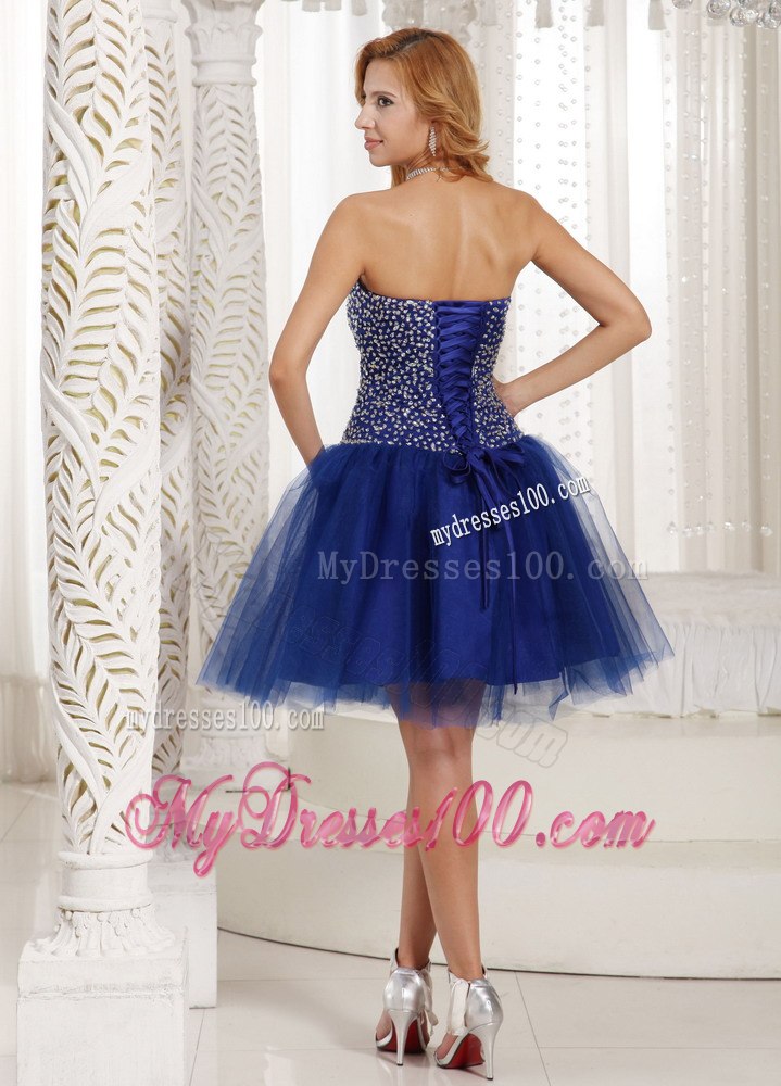 Peacock Blue Beaded 2013 Short Cocktail Dress Sweetheart for 2014
