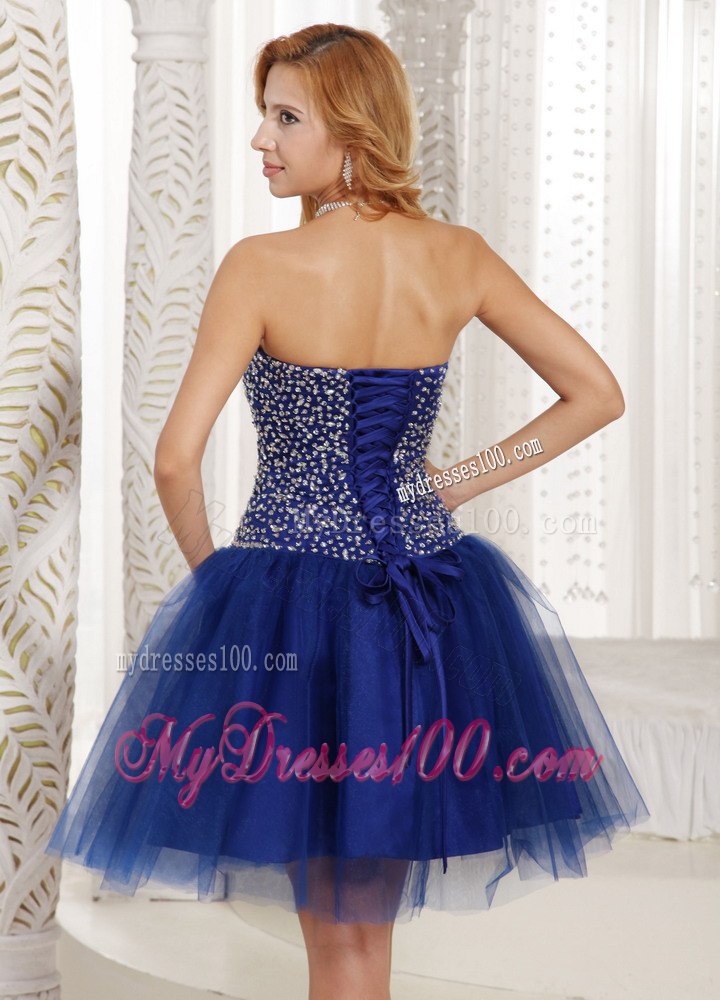 Peacock Blue Beaded 2013 Short Cocktail Dress Sweetheart for 2014