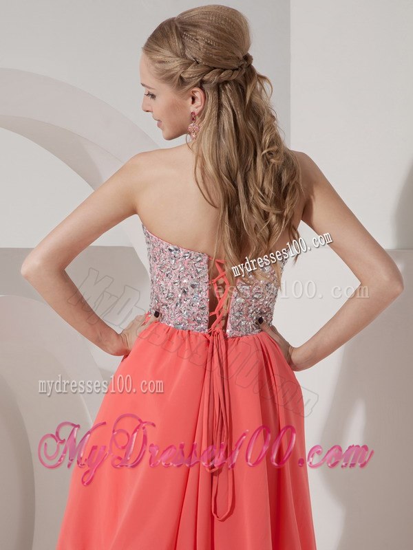 Simple Lovely Rust Red Empire Sweetheart Cocktail Dress with Beading