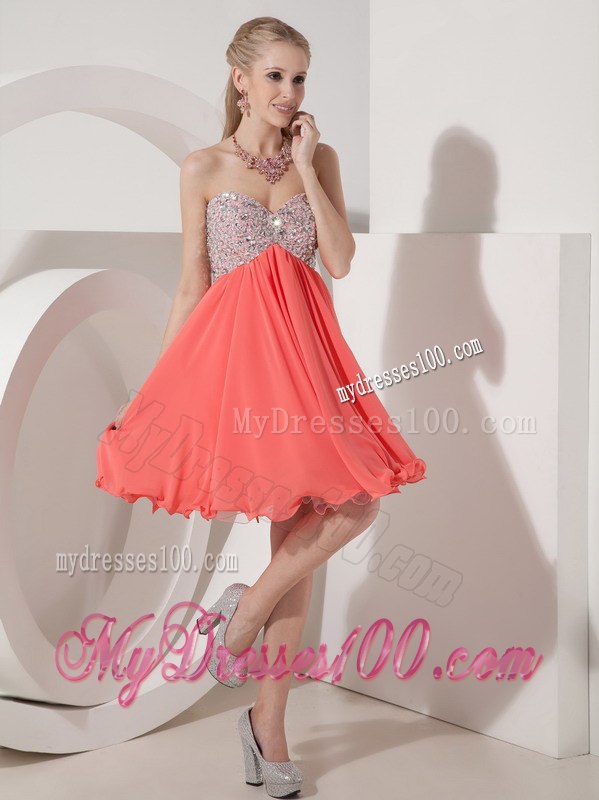 Simple Lovely Rust Red Empire Sweetheart Cocktail Dress with Beading