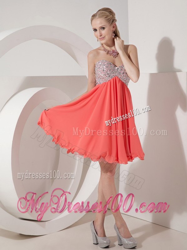 Simple Lovely Rust Red Empire Sweetheart Cocktail Dress with Beading
