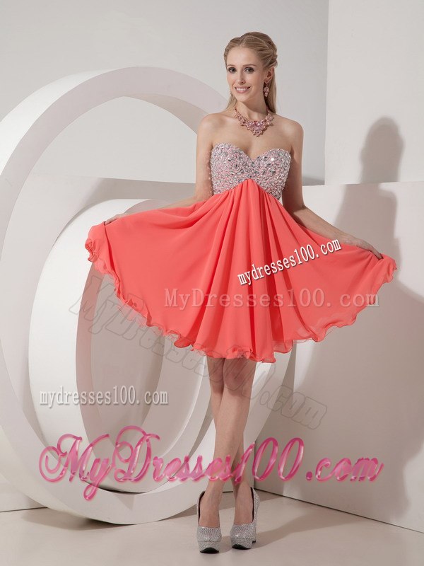 Simple Lovely Rust Red Empire Sweetheart Cocktail Dress with Beading
