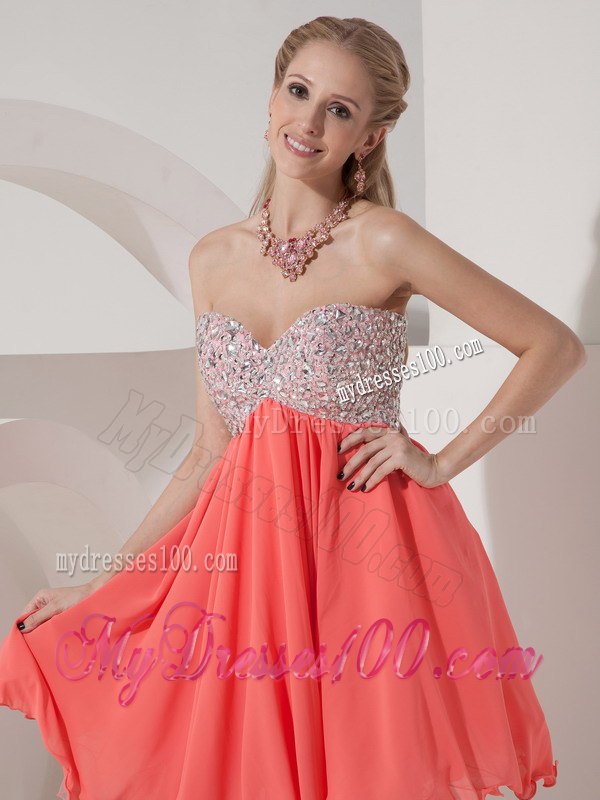 Simple Lovely Rust Red Empire Sweetheart Cocktail Dress with Beading