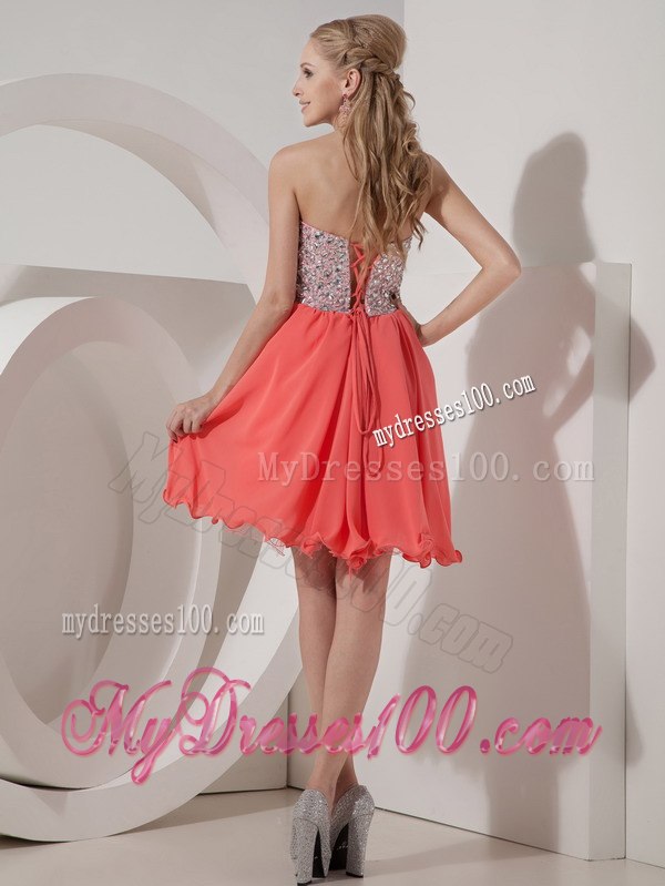 Simple Lovely Rust Red Empire Sweetheart Cocktail Dress with Beading