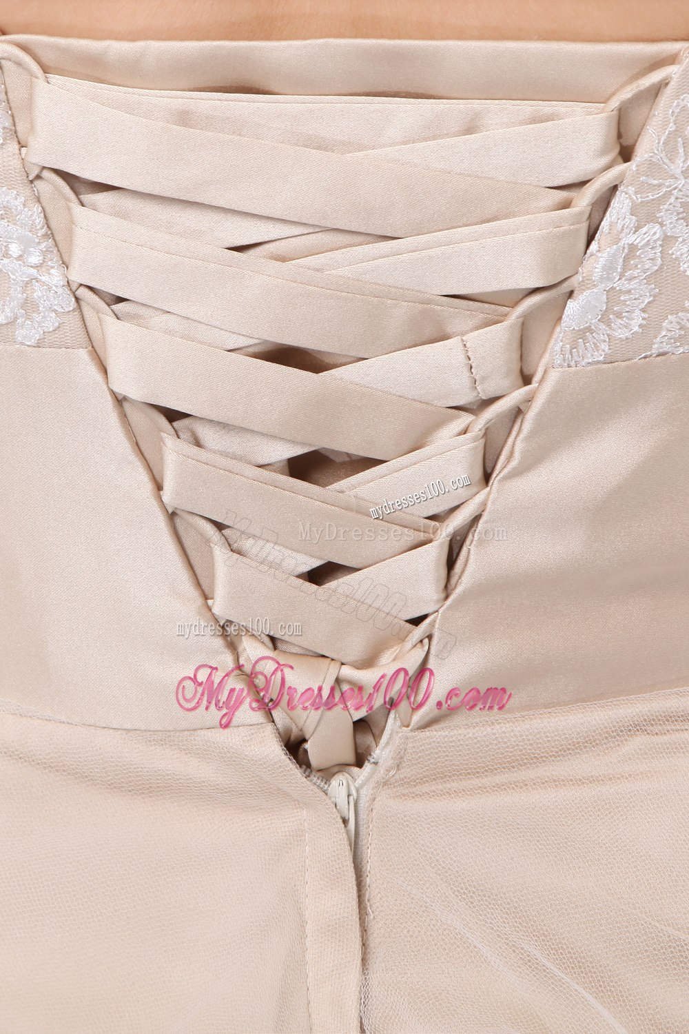 Luxurious Champagne Straps Bowknot Short Cocktail Dress Dress