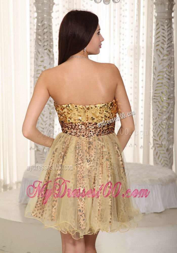 Champagne Princess Sweetheart Mini-length Sequins Cocktail Dress