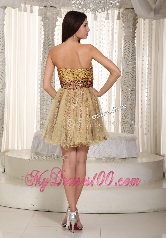 Champagne Princess Sweetheart Mini-length Sequins Cocktail Dress