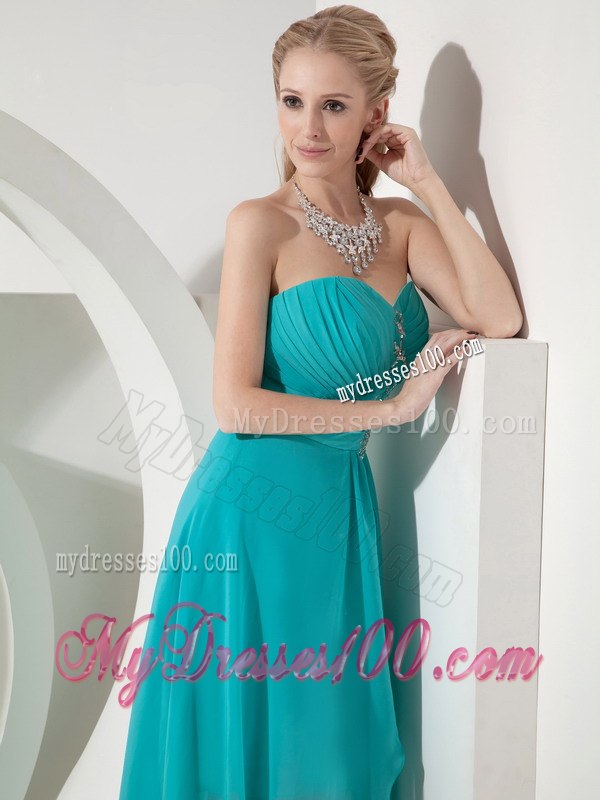 Sweet Turquoise High-low Sweetheart Cocktail Dress Beading Appliques