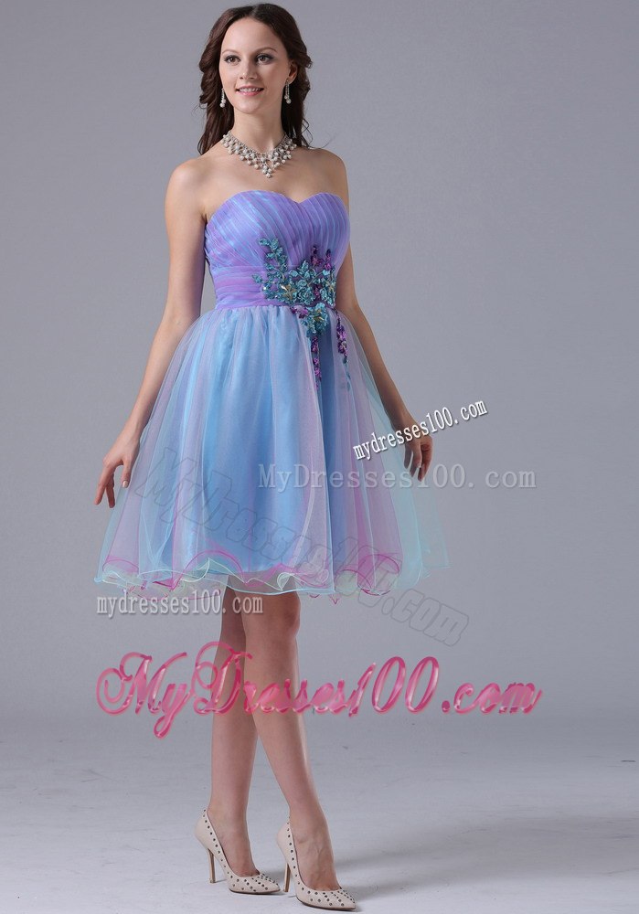 Multi-color Sweetheart Cocktail Dress With Appliques and Ruche In 2013