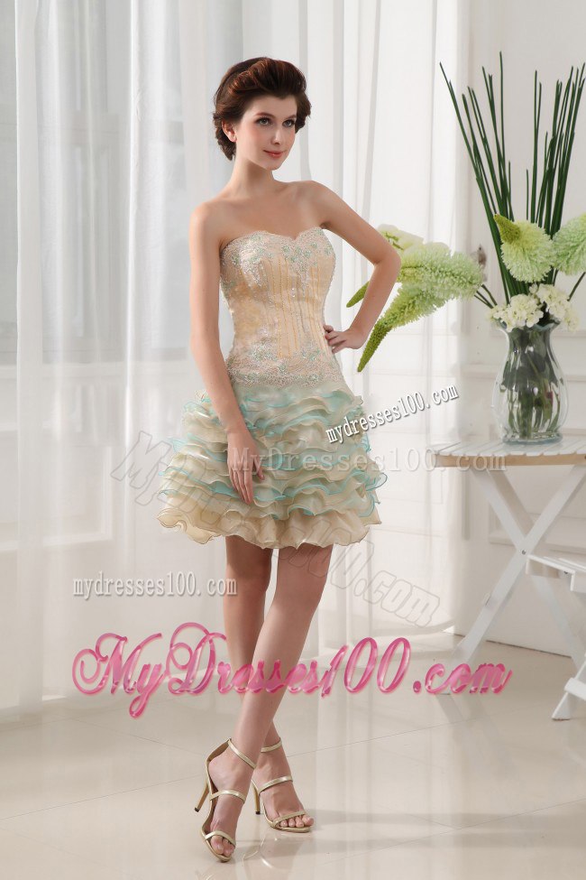 Sweetheart and Ruffled Layers For Short Cocktail Dress With Beading