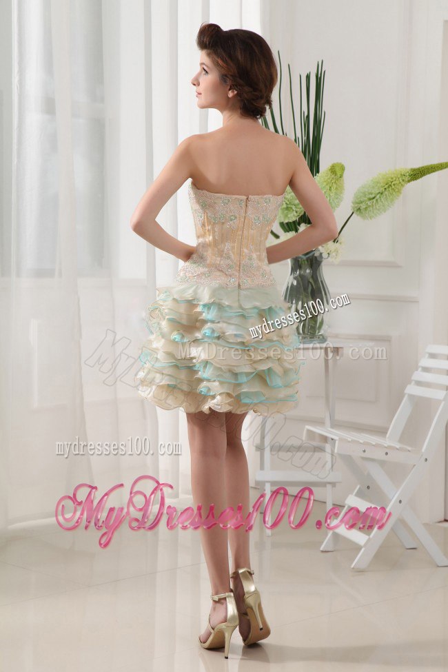 Sweetheart and Ruffled Layers For Short Cocktail Dress With Beading