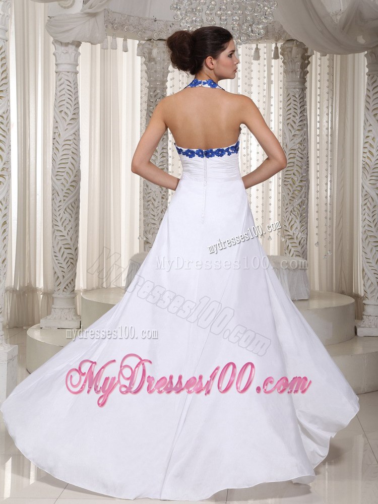 2013 White Column Halter Appliques High-low Cocktail Dress for Girl