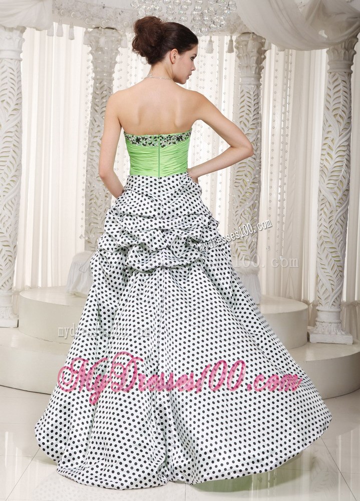 Spring Green Strapless High-low Beading Cocktail Dress for 2013