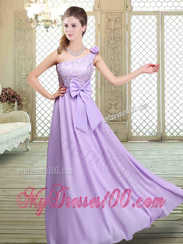 2016 Spring High Neck Lace Lavender Dama Dresses