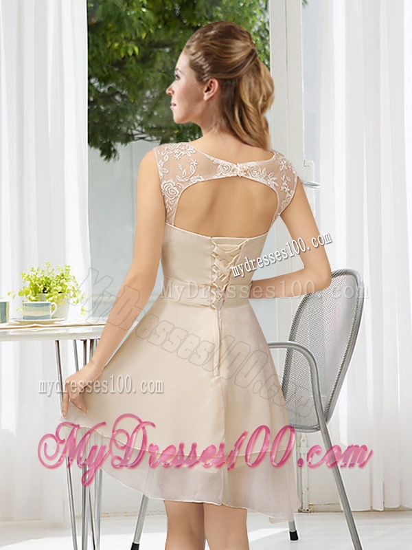 Bateau Belt Mini Length Dama Dress with Lace Up