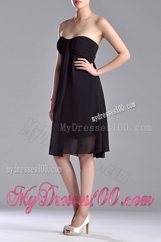Cheap Empire Knee Length Black Dama Dress in Chiffon