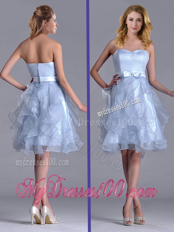 Cheap Empire Sweetheart Bowknot Lavender Dama Dress in Knee Length