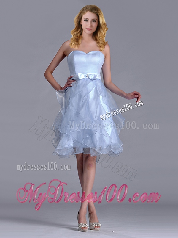Cheap Empire Sweetheart Bowknot Lavender Dama Dress in Knee Length