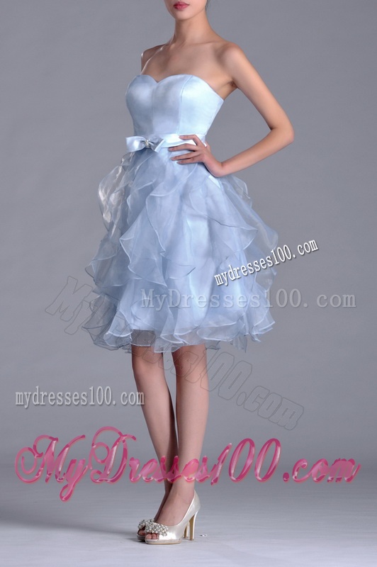 Cheap Empire Sweetheart Bowknot Lavender Dama Dress in Knee Length