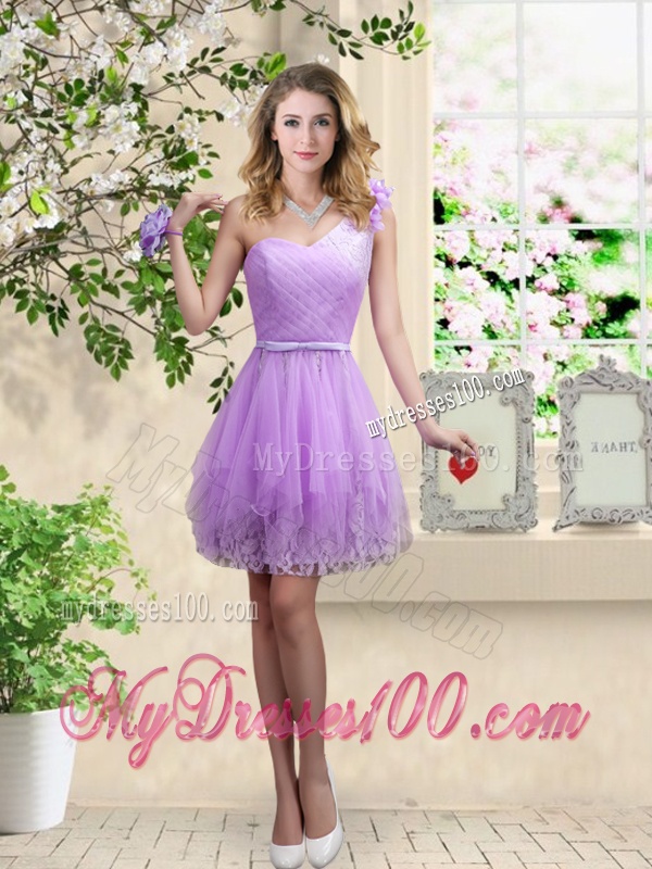 Cheap Hand Made Flowers Dama Dresses with One Shoulder