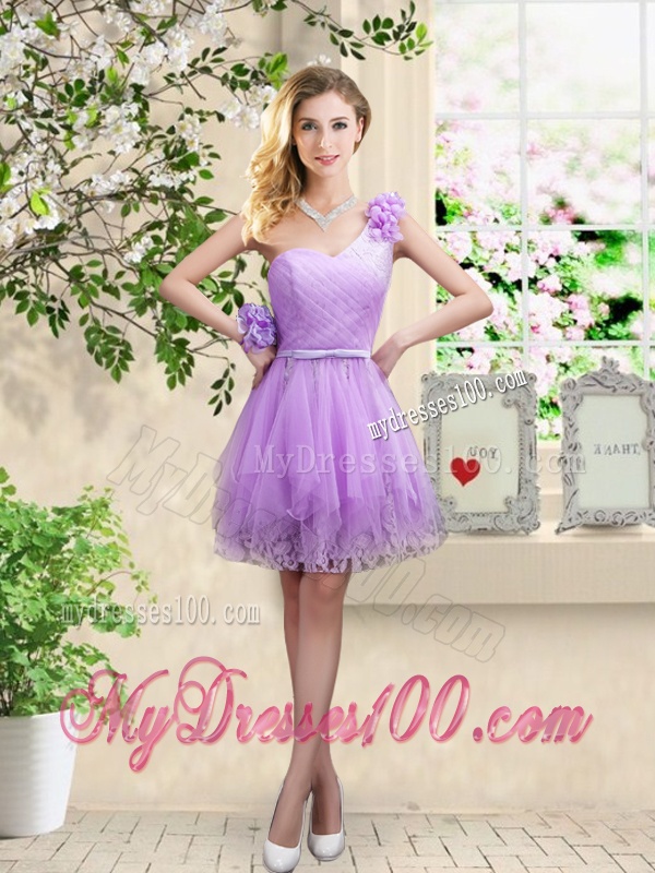 Cheap Hand Made Flowers Dama Dresses with One Shoulder