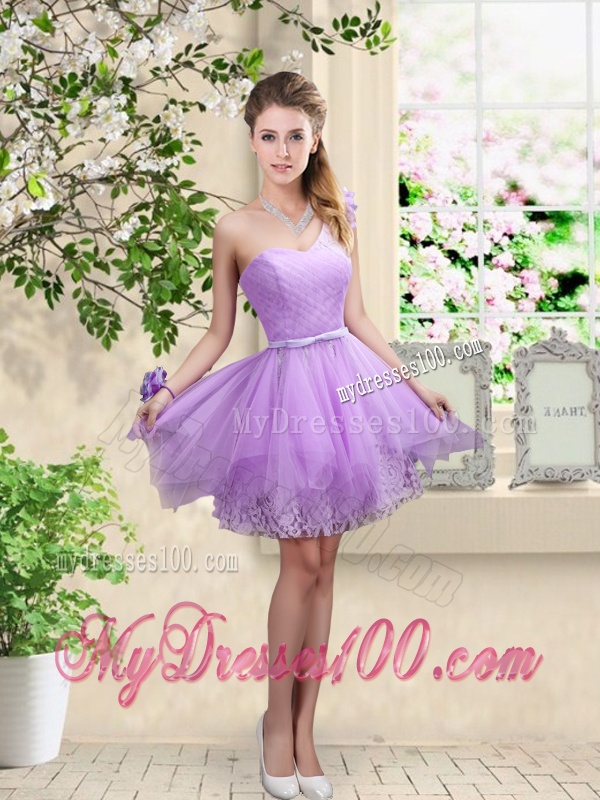 Cheap Hand Made Flowers Dama Dresses with One Shoulder